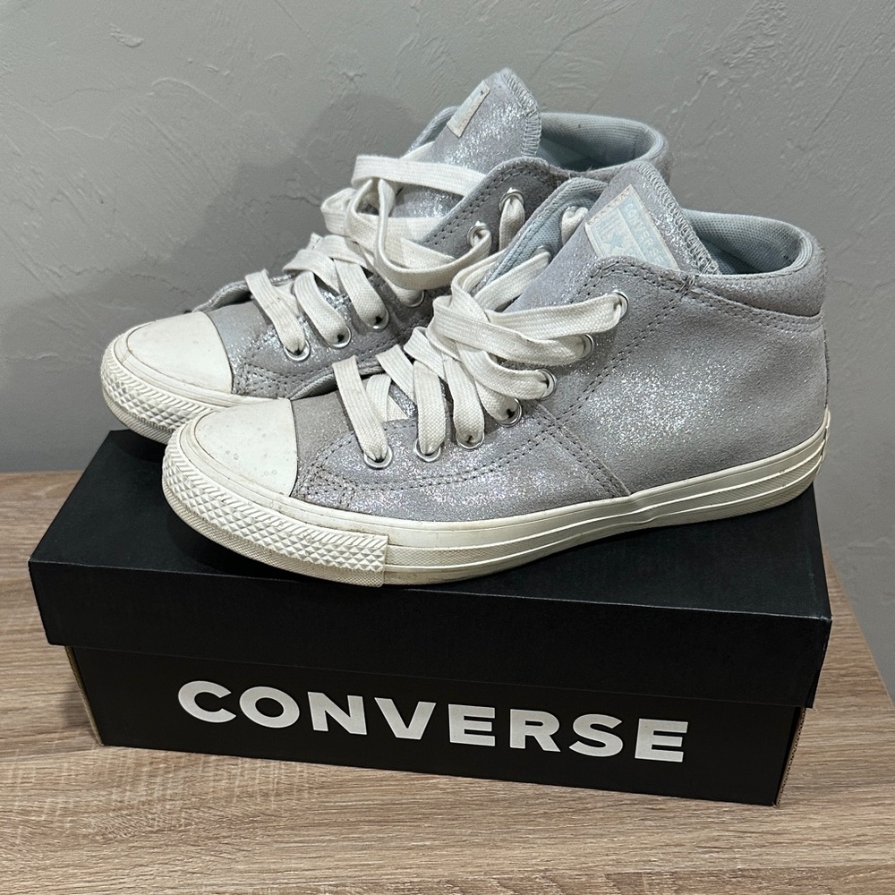 Converse Glittery Silver Sneakers